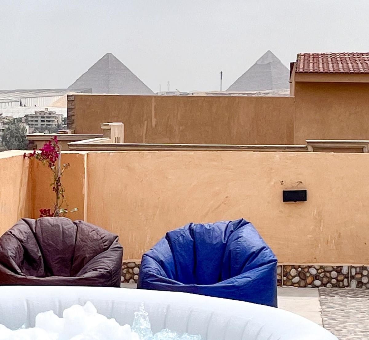 Boho Getaway With Pyramids View & Jacuzzi Apartment Giza Exterior foto